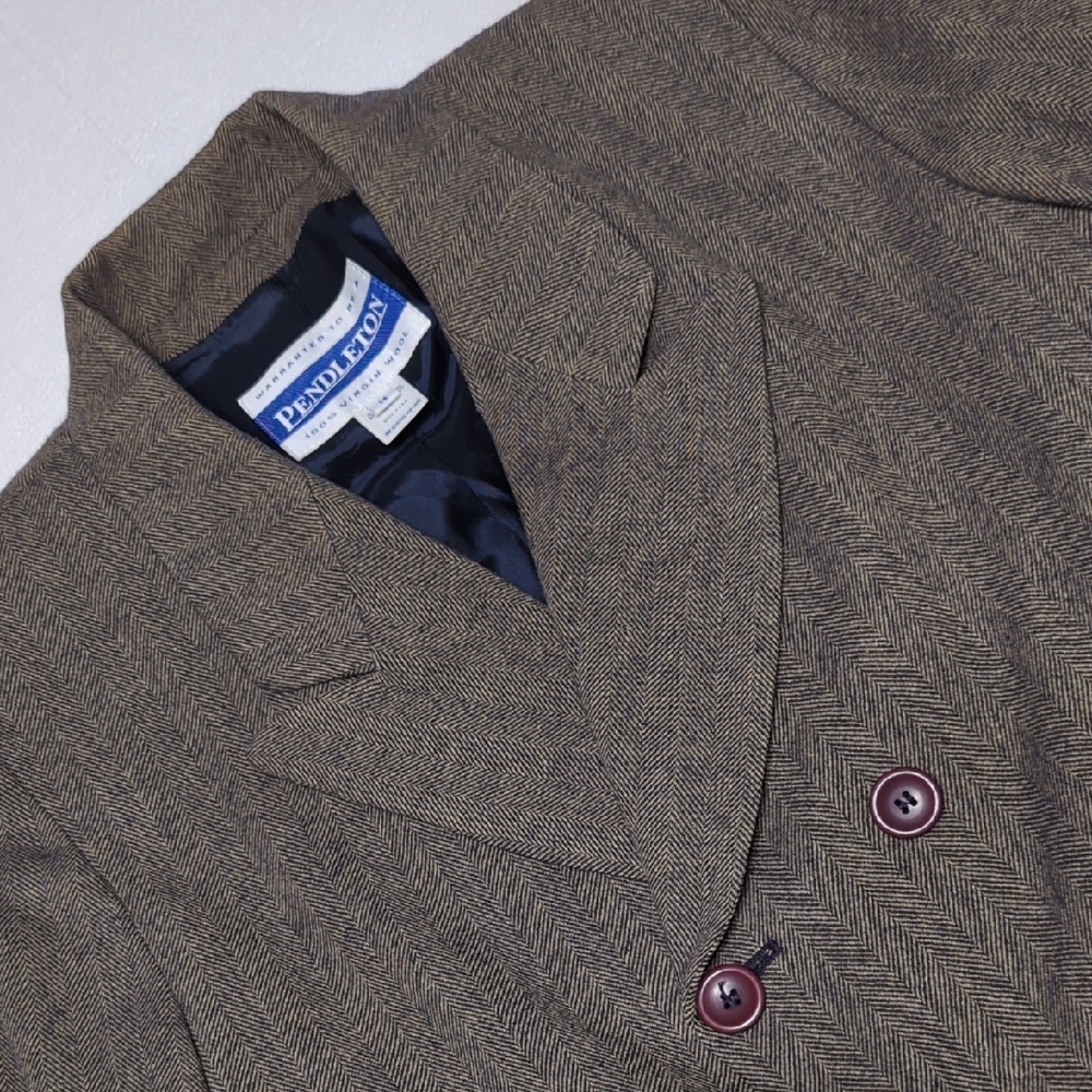 Vintage 90's Pendleton Double Breasted Wool Herringbone Women's Overcoat Size 14